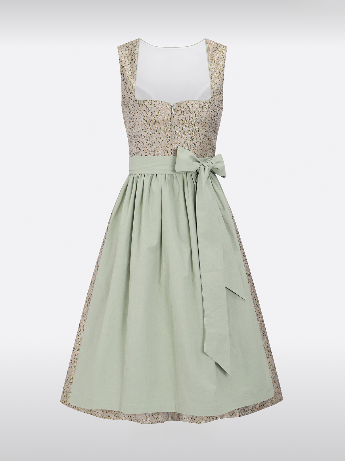 Grøn hjerteudskæring af blomstermønster Dirndl Merina